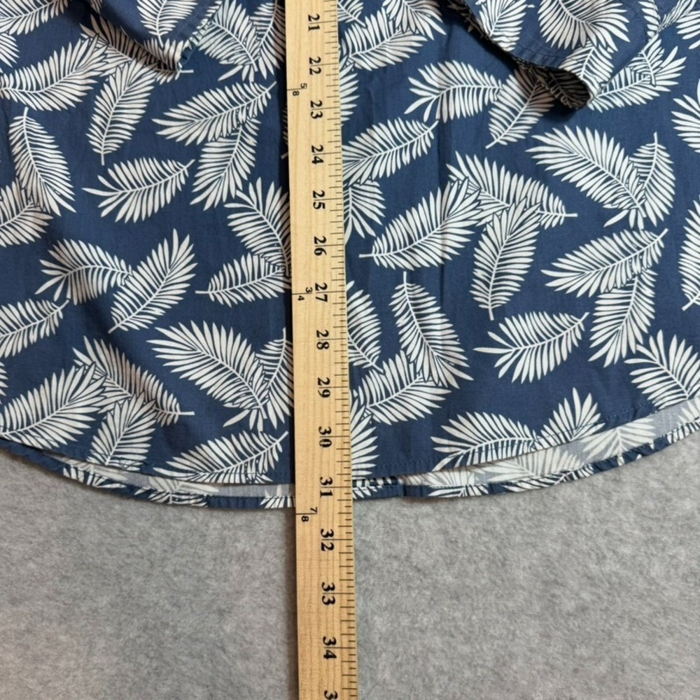 Gap Button Up Shirt Mens XL Blue Floral Leaf Print Slim Fit Long Sleeve - Picture 11 of 11